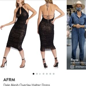 AFRM Dale mesh overlay halter dress NWOT